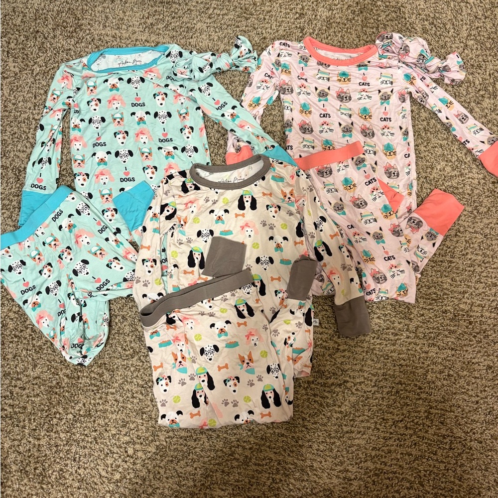 BAMBOO Kids Pajamas Set - Blue and Pink